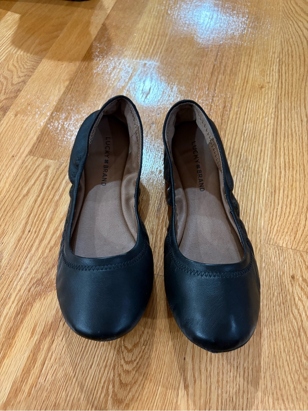 Lucky Brand Black Leather Ballet Flats size 9W